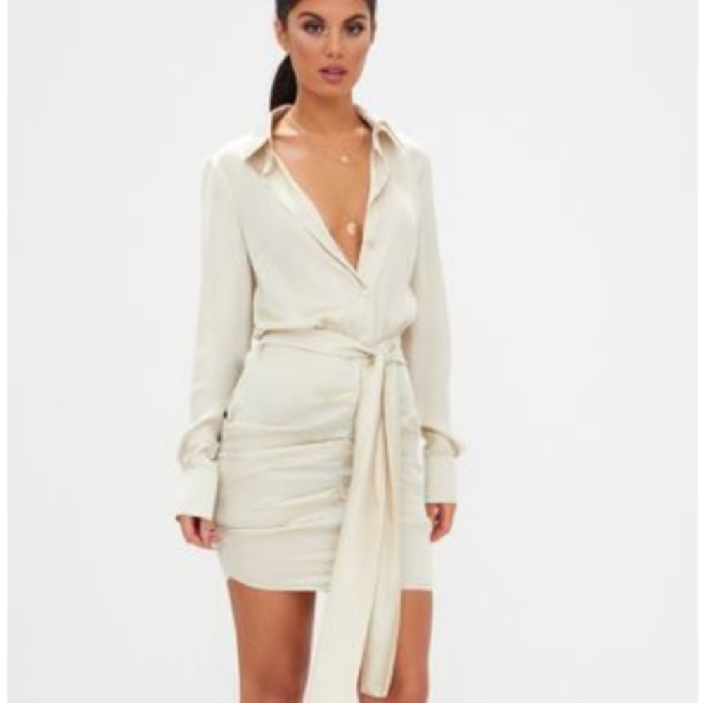 PrettyLittleThing Ruched Shirt Dress